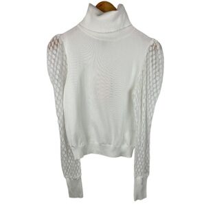 Love Tree White Turtleneck w/puff Lace Sleeves